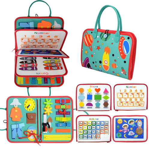 Kiddo Kastle - Busy Book for Kids | Montessori Activity Clothe Book with ABC, Numbers, Shapes & Learning Activities