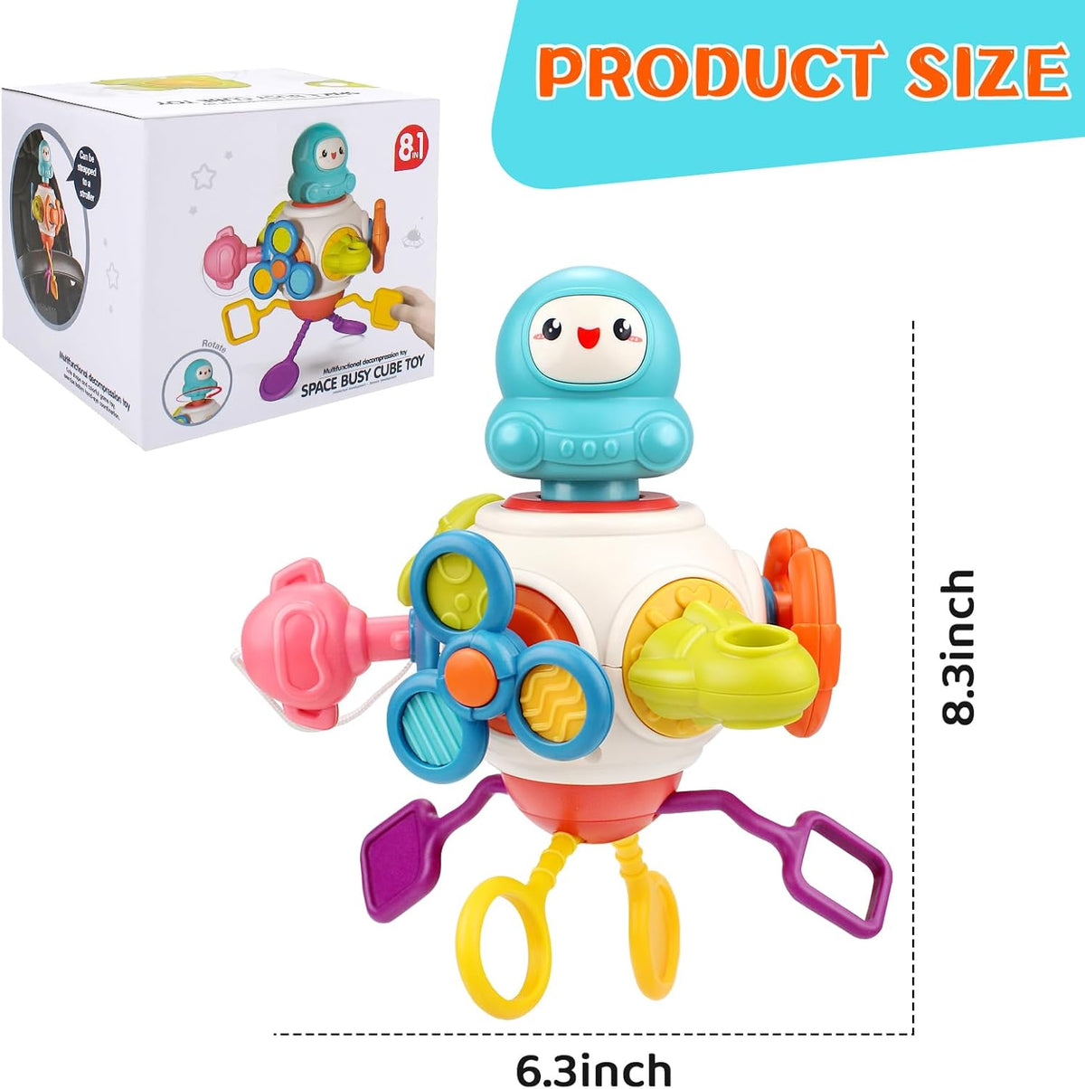 KIDDO KASTLE - 8-in-1 Space Busy Cube Sensory Activity Toy for Kids