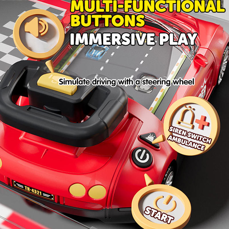 KIDDO KASTLE - Electric Go Cart Simulator Racing Adventure Car Game Machine with Steering Wheel for Kids