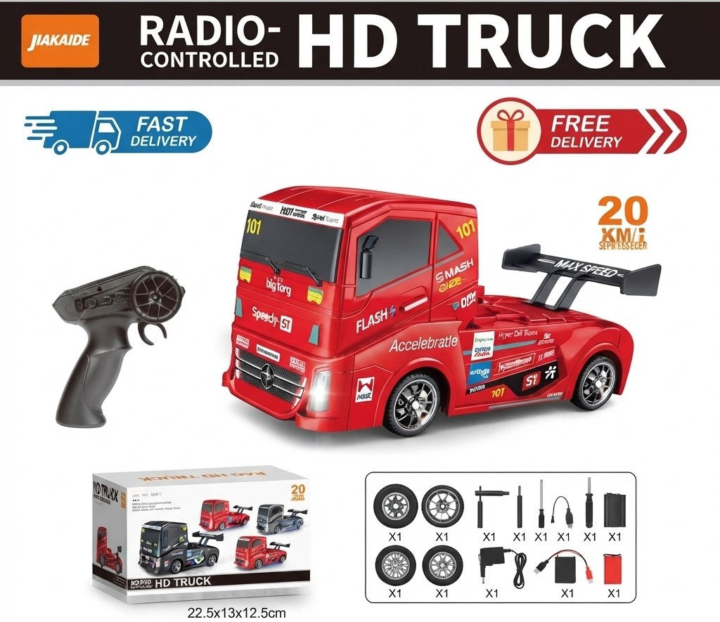 Kiddo Kastle - Remote Control RC Drift Racing Truck 4WD | High Speed Racing Toy Car with LED Lights, Stepless Throttle & 20KM/H Speed