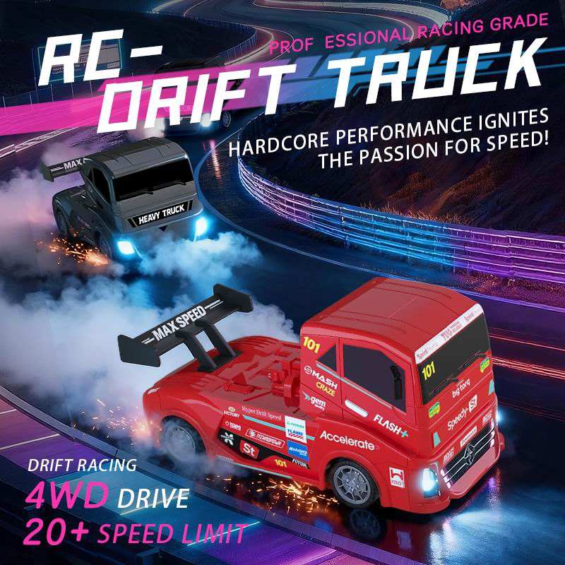 Kiddo Kastle - Remote Control RC Drift Racing Truck 4WD | High Speed Racing Toy Car with LED Lights, Stepless Throttle & 20KM/H Speed