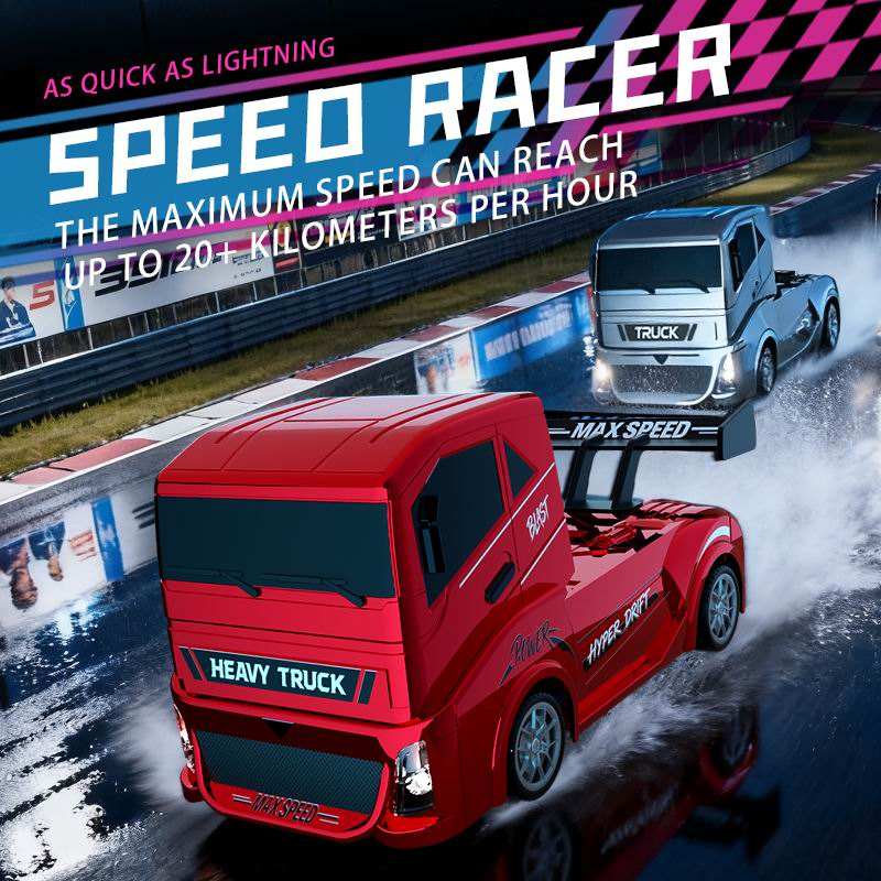 Kiddo Kastle - Remote Control RC Drift Racing Truck 4WD | High Speed Racing Toy Car with LED Lights, Stepless Throttle & 20KM/H Speed