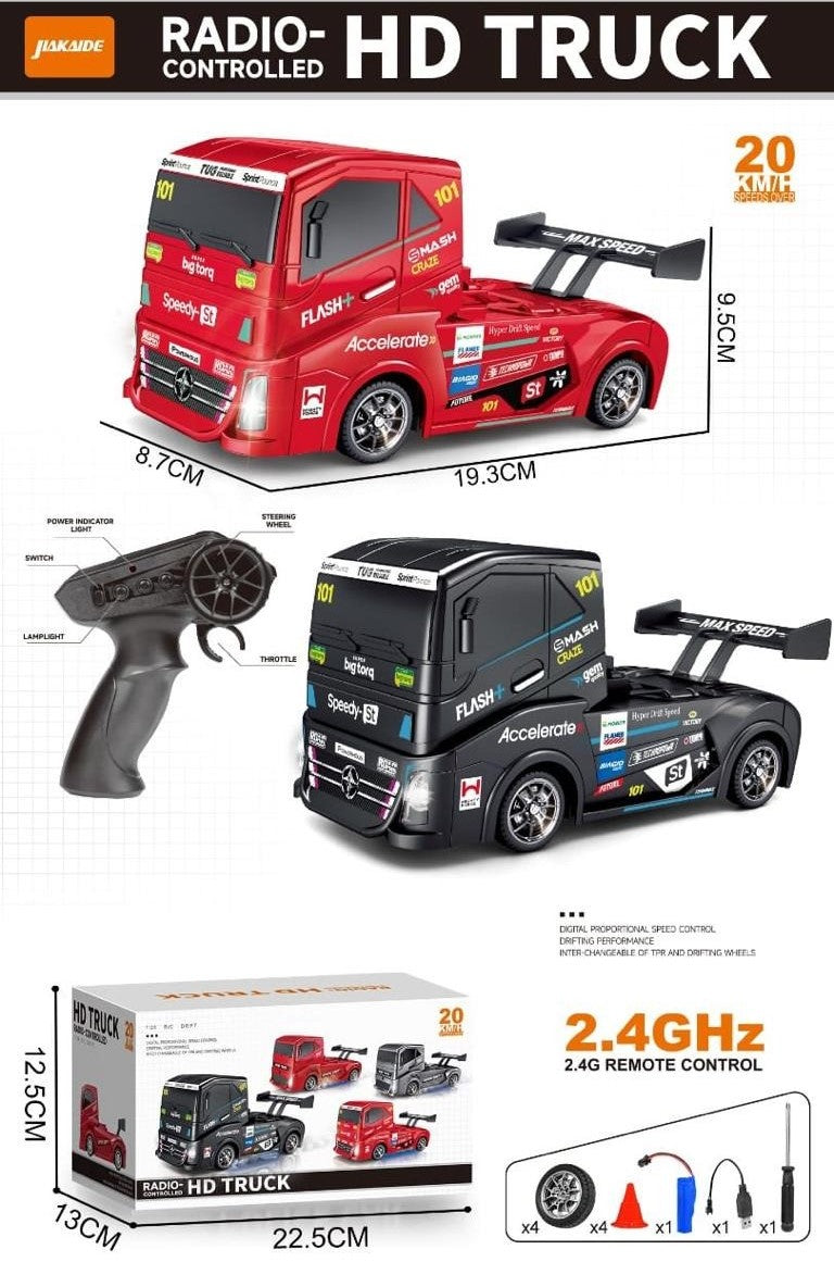 Kiddo Kastle - Remote Control RC Drift Racing Truck 4WD | High Speed Racing Toy Car with LED Lights, Stepless Throttle & 20KM/H Speed