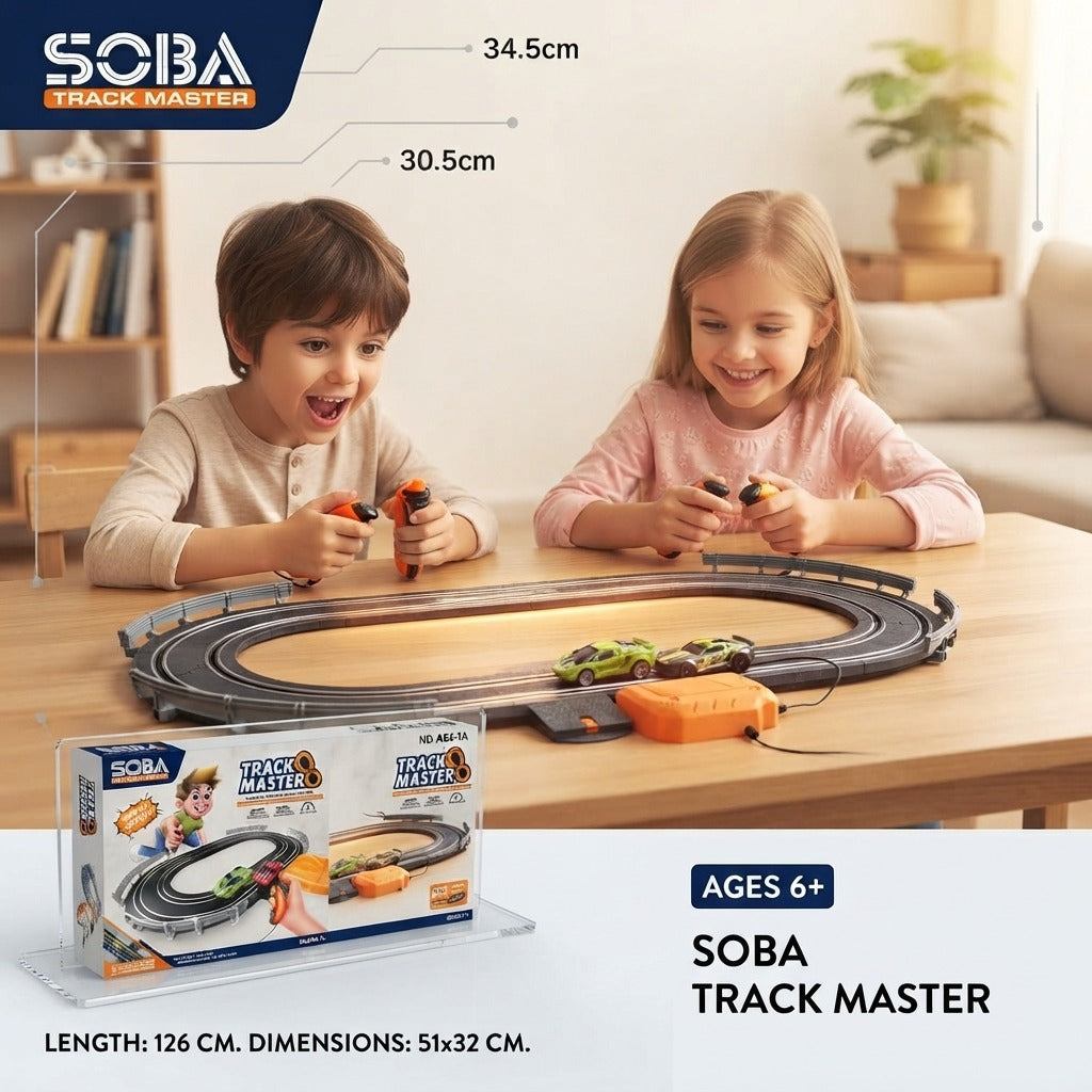 Kiddo Kastle - Kids Track Master Electric Racing Car Track Set | Remote Control Slot Car Racing Game for Kids