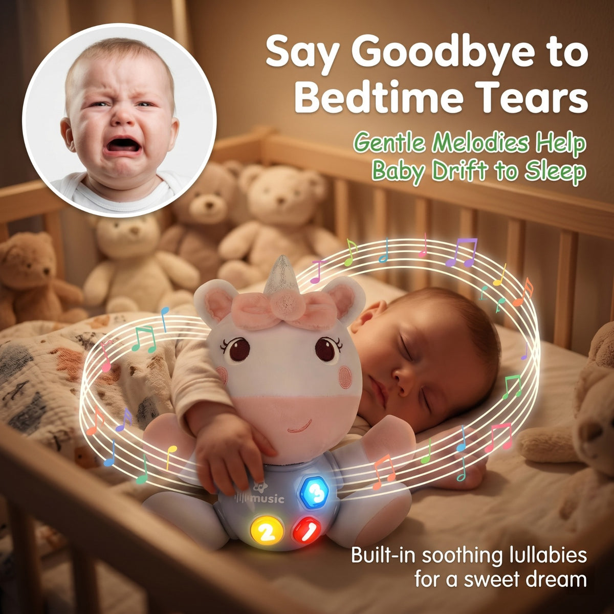 Kiddo Kastle - Musical Bear Plush Toy for Babies & Toddlers – Soft Animal Toy with Music & Learning Buttons