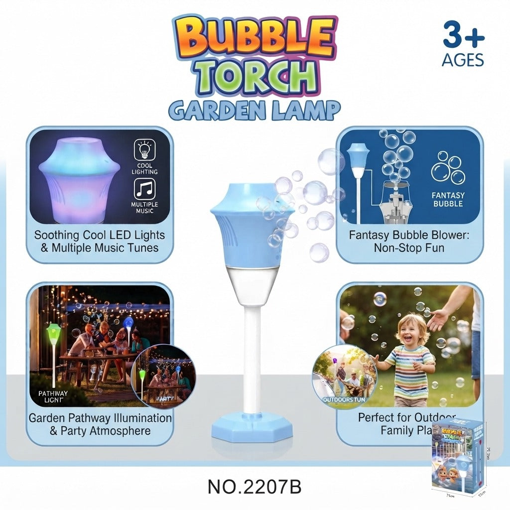 Kiddo Kastle - Bubble Torch Garden Lamp – Automatic Bubble Maker Toy for Kids | Outdoor Bubble Play