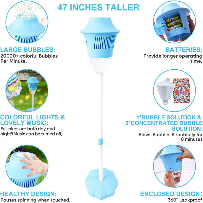 Kiddo Kastle - Bubble Torch Garden Lamp – Automatic Bubble Maker Toy for Kids | Outdoor Bubble Play