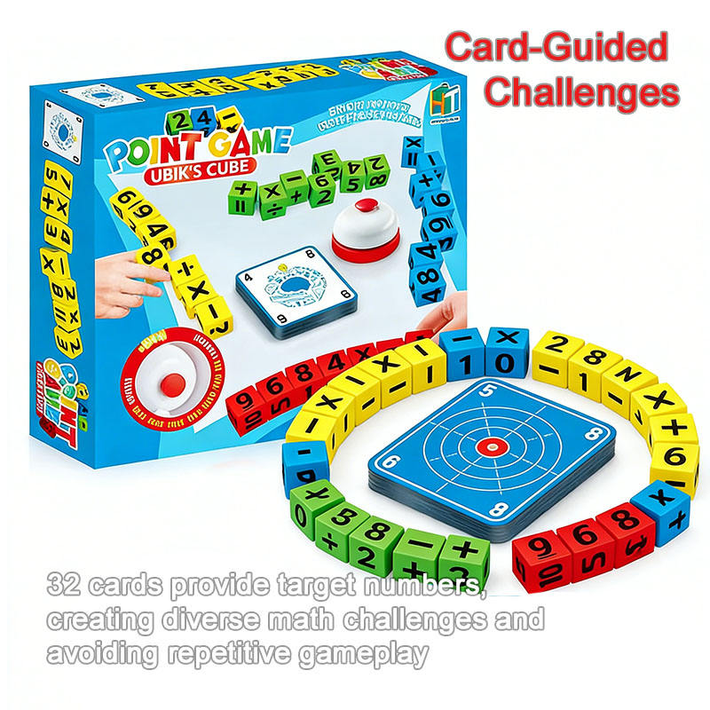 Kiddo Kastle - Point Game Ubik's Cube Math Challenge Game – Educational Math Card-Guided Number Puzzle Game