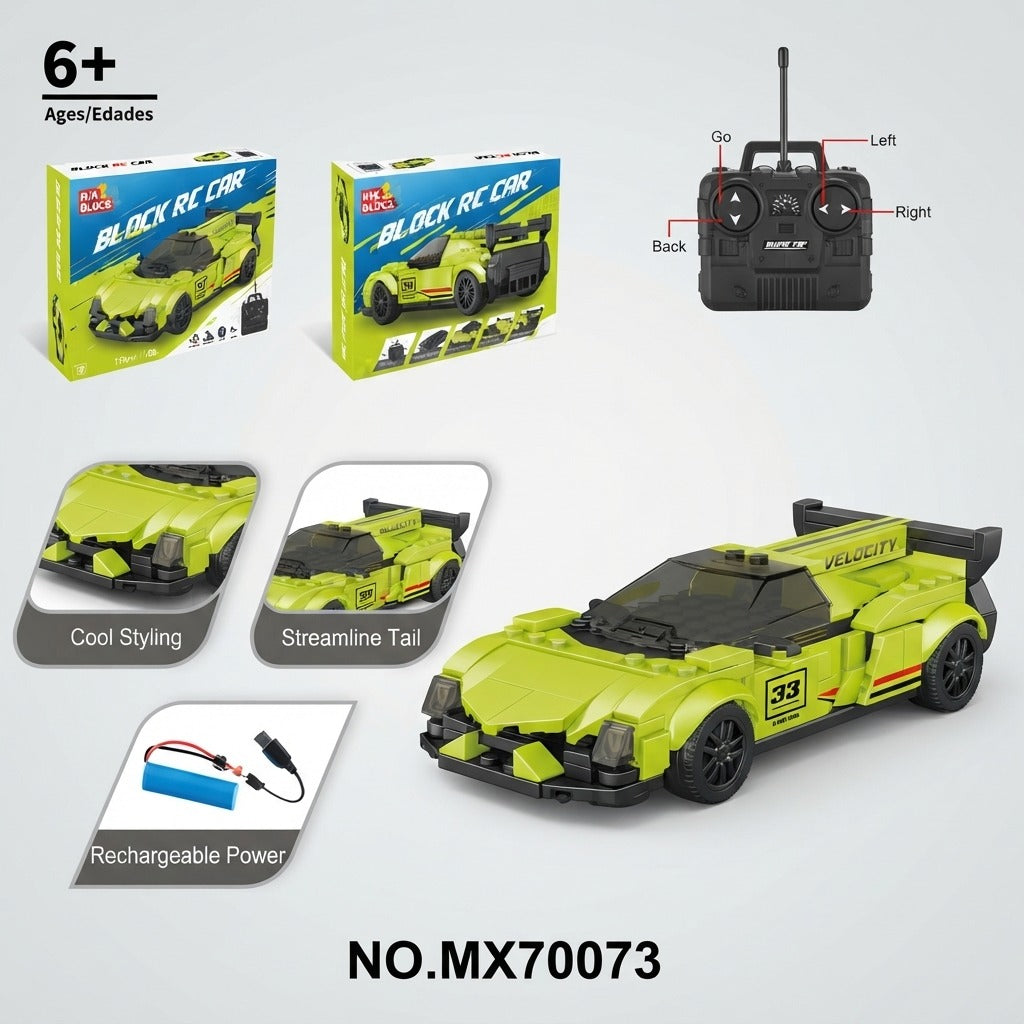Kiddo Kastle - RC Car Building Set – Remote Control Racing Car Building Blocks Toy for Kids