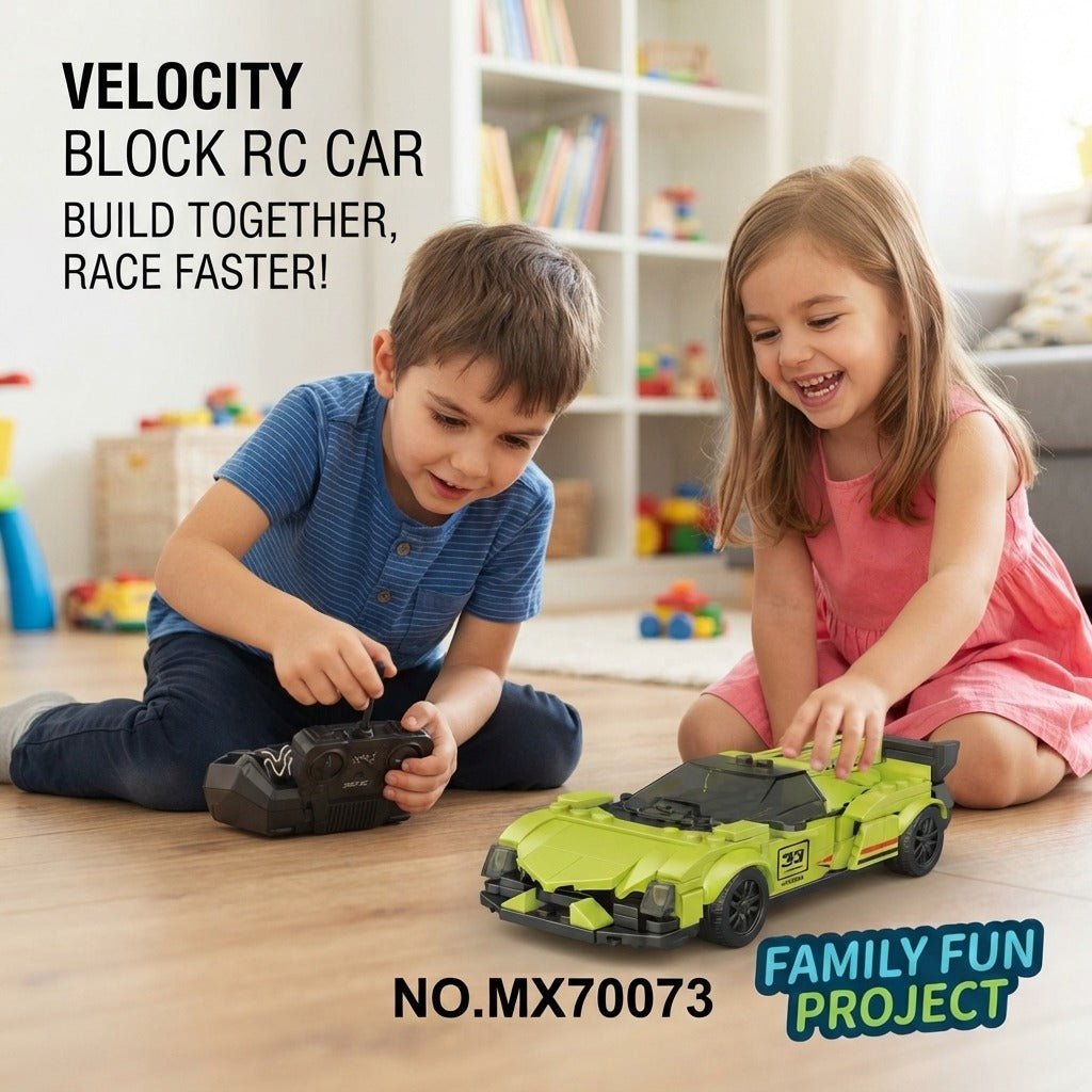 Kiddo Kastle - RC Car Building Set – Remote Control Racing Car Building Blocks Toy for Kids