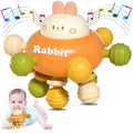 Kiddo Kastle - Rabbit Sensory Teething Toy for Babies | 360° Rotating Silicone Baby Teether Ball