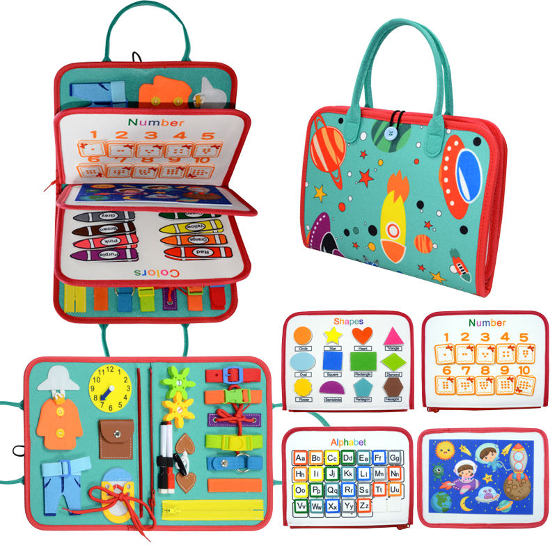 Kiddo Kastle - Busy Book for Kids | Montessori Activity Clothe Book with ABC, Numbers, Shapes & Learning Activities