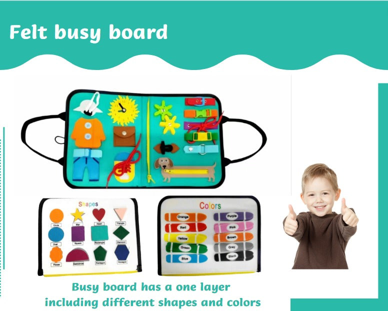 Kiddo Kastle - Busy Book for Kids | Montessori Activity Clothe Book with ABC, Numbers, Shapes & Learning Activities