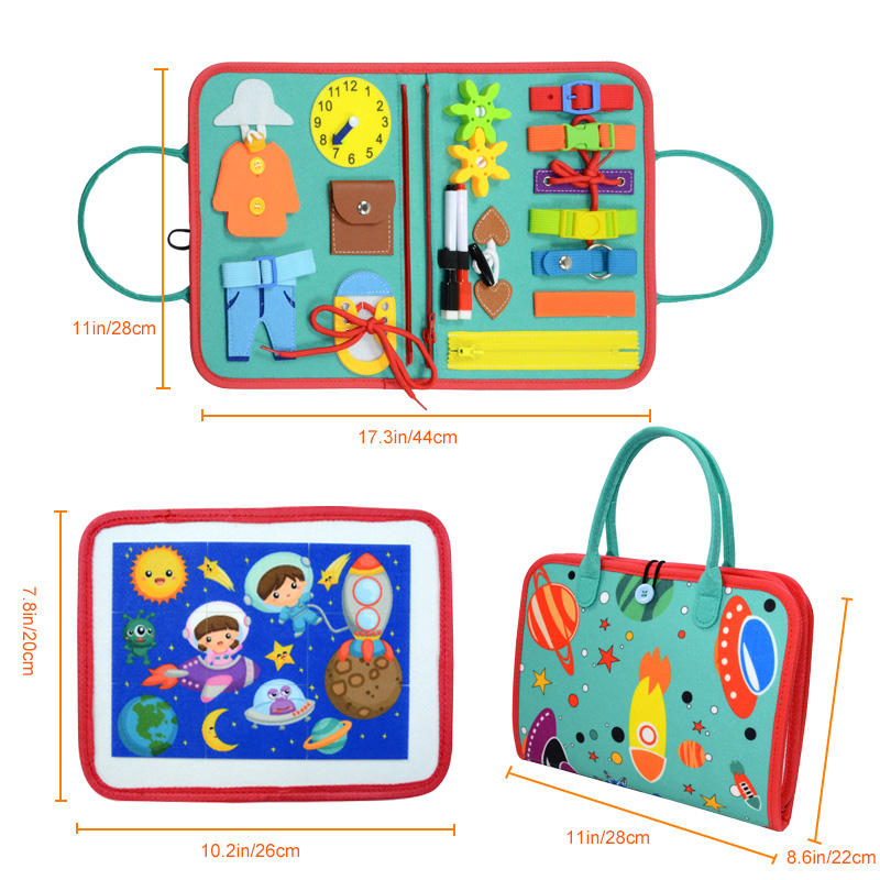 Kiddo Kastle - Busy Book for Kids | Montessori Activity Clothe Book with ABC, Numbers, Shapes & Learning Activities