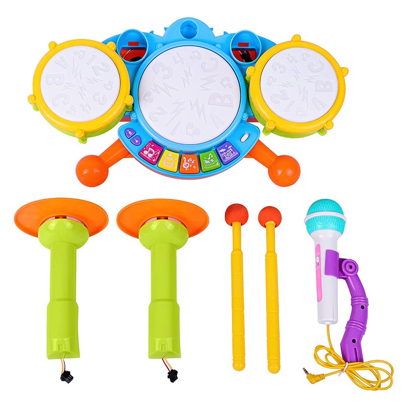 Kiddo Kastle - Kids Musical Drum Set with Microphone | Electronic Drum Toy & Music Learning Set