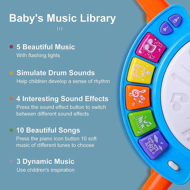 Kiddo Kastle - Kids Musical Drum Set with Microphone | Electronic Drum Toy & Music Learning Set