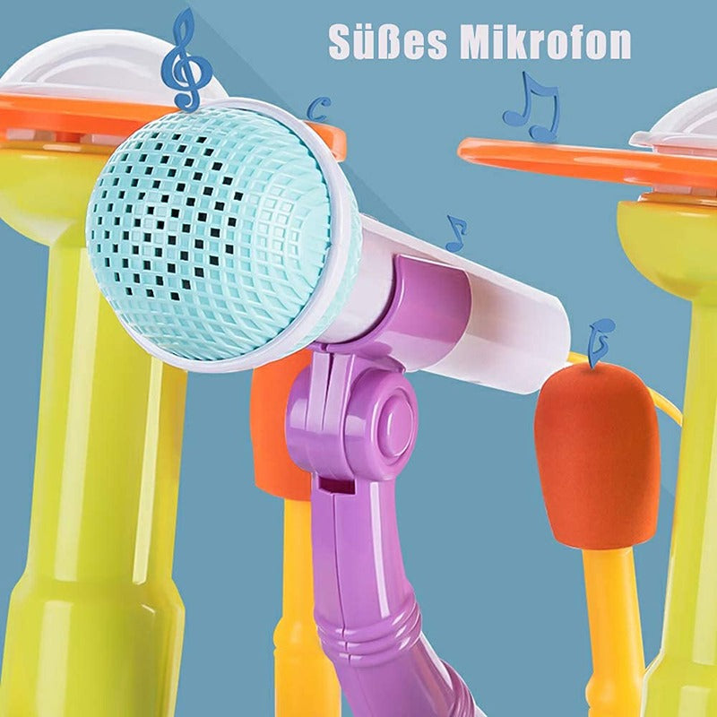Kiddo Kastle - Kids Musical Drum Set with Microphone | Electronic Drum Toy & Music Learning Set