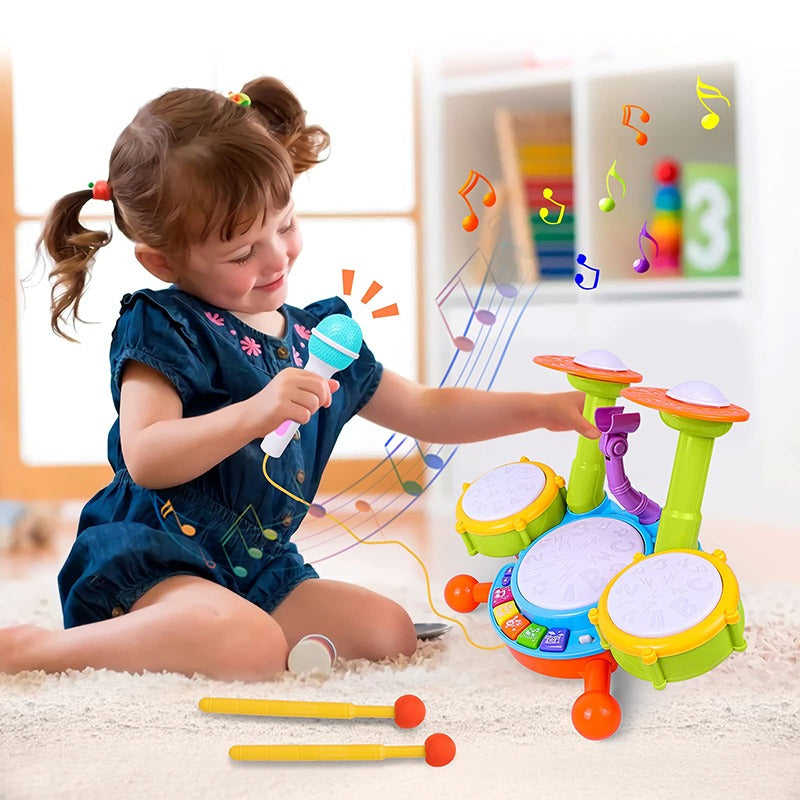 Kiddo Kastle - Kids Musical Drum Set with Microphone | Electronic Drum Toy & Music Learning Set