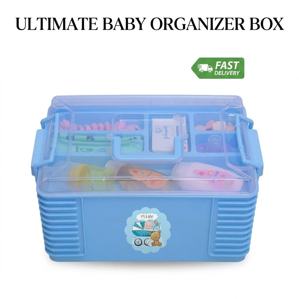 Kiddo Kastle - Baby Organizer Box with Compartments | Portable Baby Essentials Storage Box for Newborns & Moms