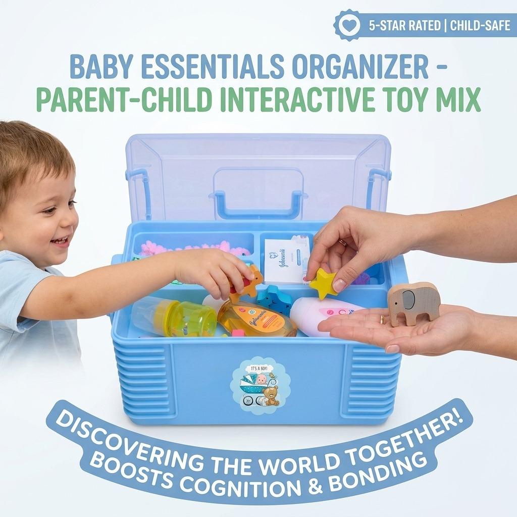 Kiddo Kastle - Baby Organizer Box with Compartments | Portable Baby Essentials Storage Box for Newborns & Moms