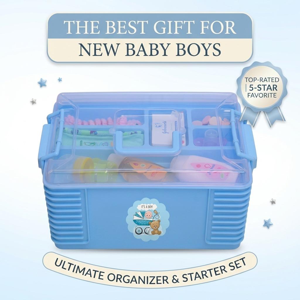 Kiddo Kastle - Baby Organizer Box with Compartments | Portable Baby Essentials Storage Box for Newborns & Moms