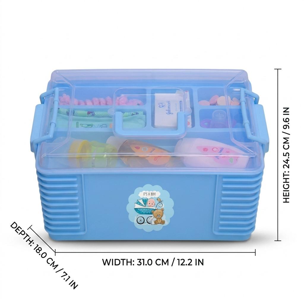 Kiddo Kastle - Baby Organizer Box with Compartments | Portable Baby Essentials Storage Box for Newborns & Moms