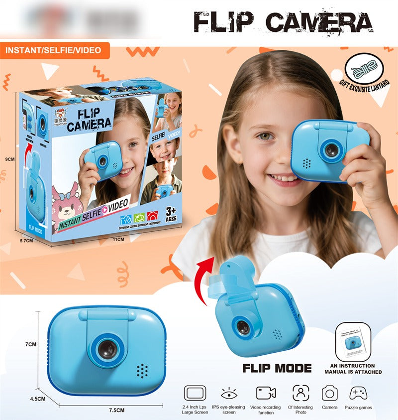 Kiddo Kastle Kids Flip Camera with selfie, photo, video recording, flip mode and puzzle games