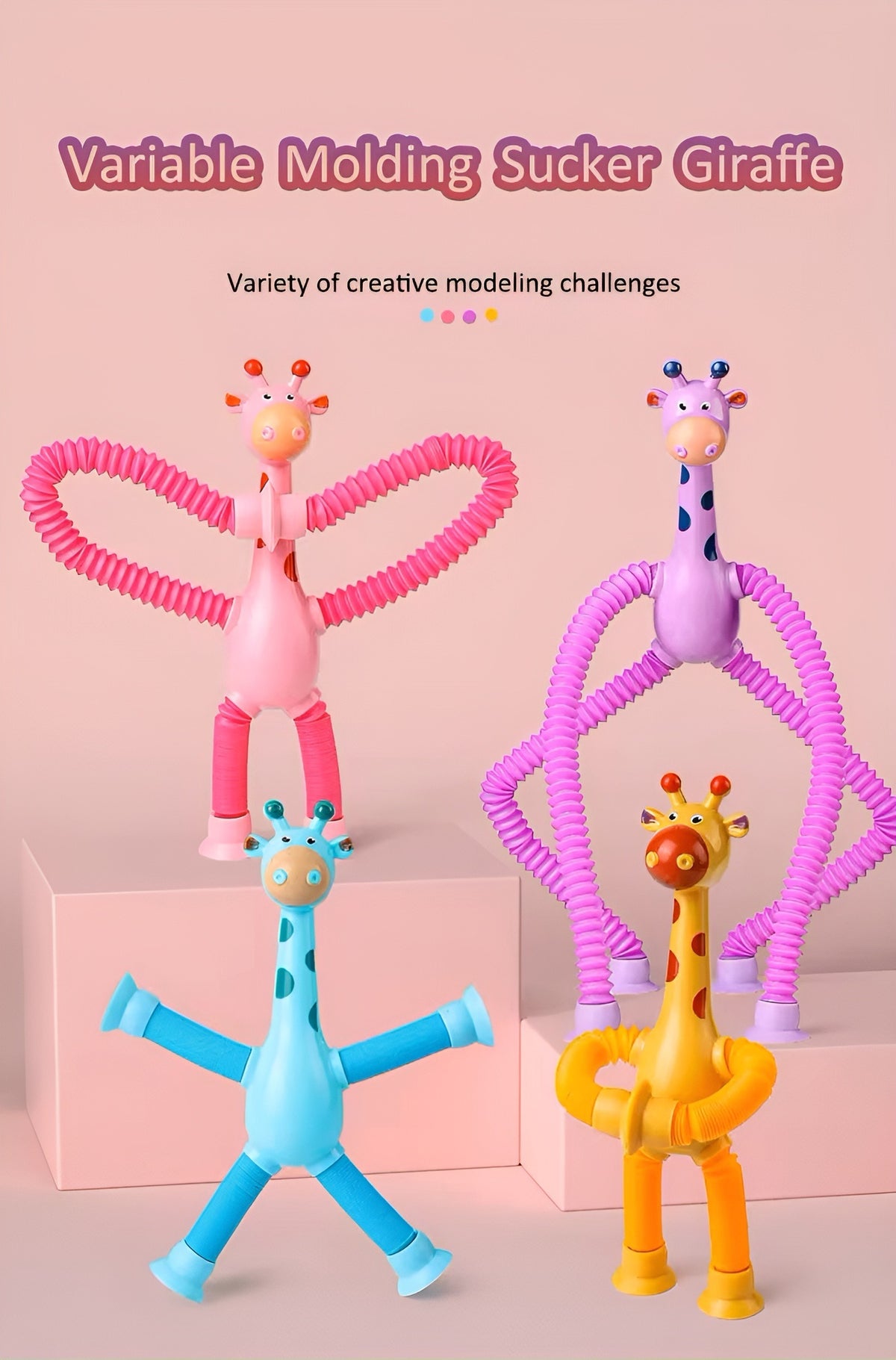 Kiddo Kastle Telescopic Stretchable Animal Pop Tube Toy – Flexible Pull & Bend Suction Sensory Toy for Kids