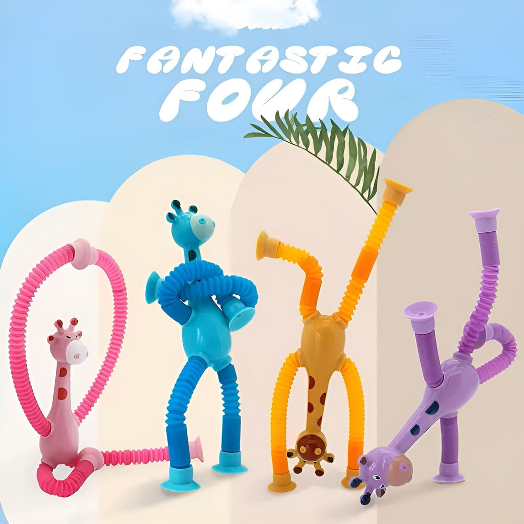 Kiddo Kastle Telescopic Stretchable Animal Pop Tube Toy – Flexible Pull & Bend Suction Sensory Toy for Kids