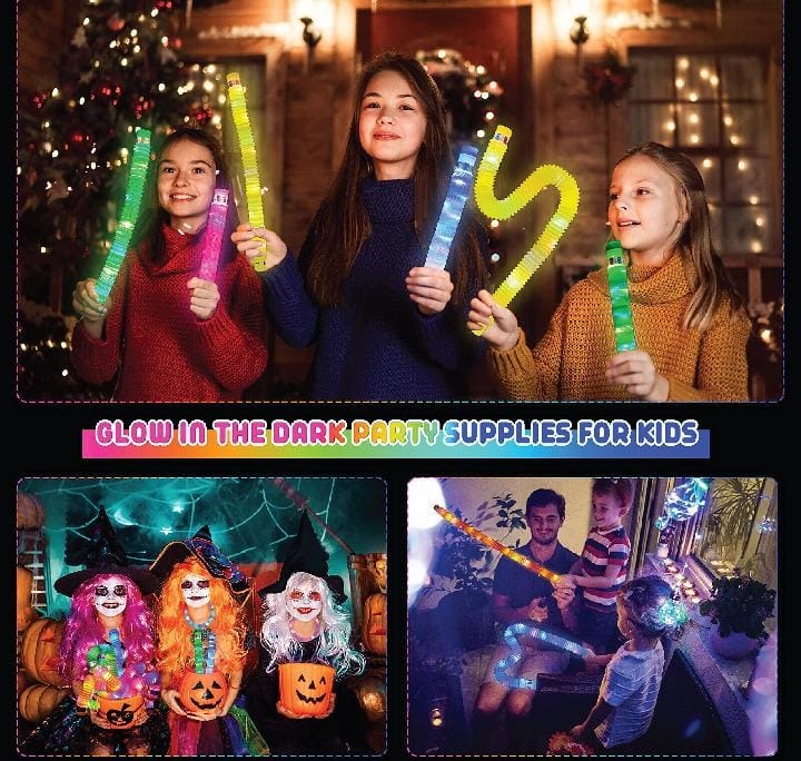 Kiddo Kastle Light-Up Pop Tubes – Expandable Sensory Fidget Toy for Kids