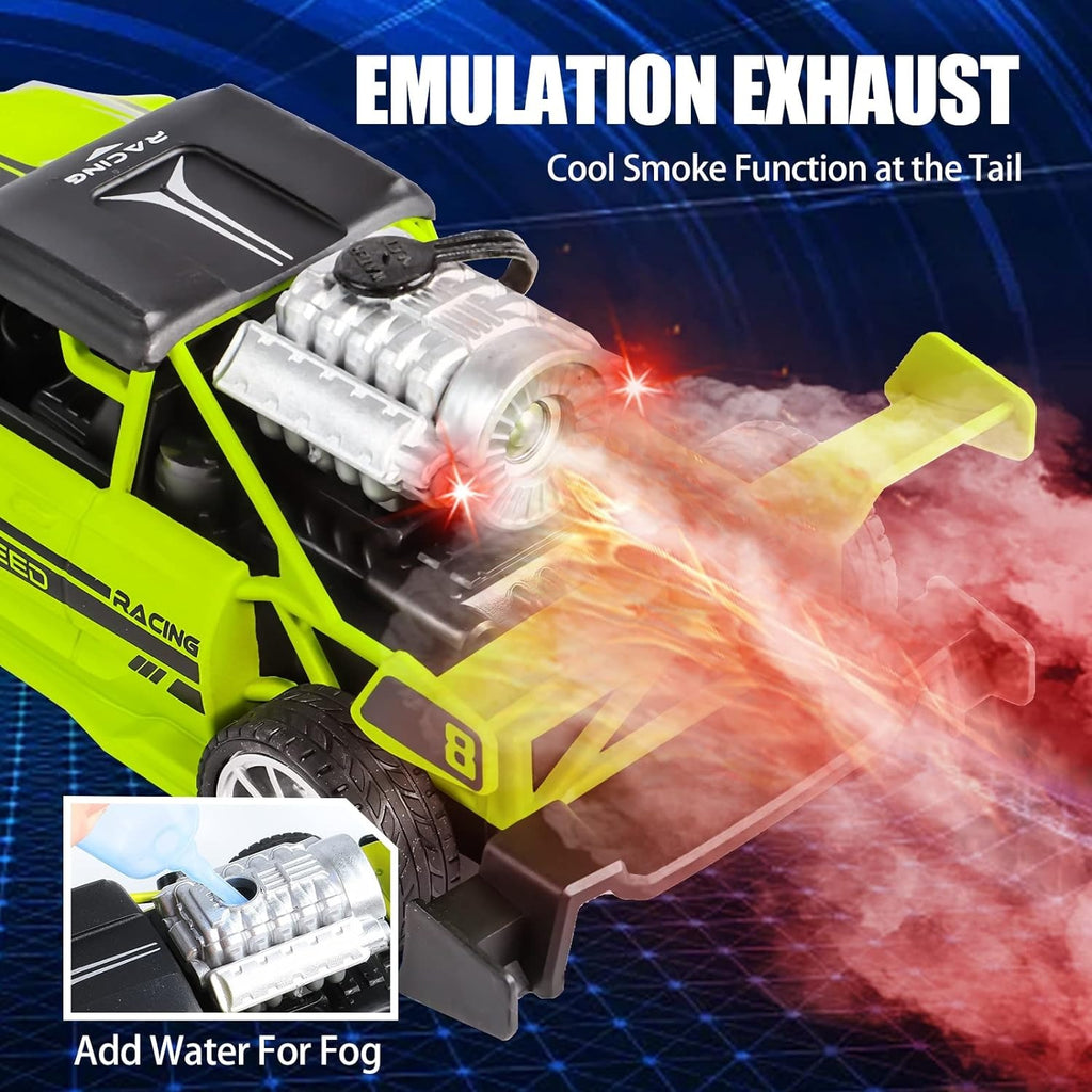 Kiddo Kastle Remote Control Spray Racing Stunt Car – 1:20 Scale Drift RC Car with Light & Smoke Spray Effect