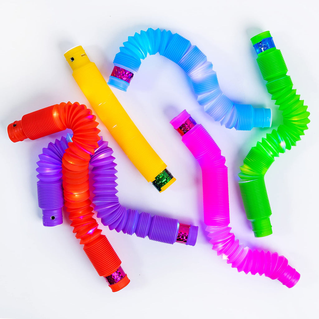 Kiddo Kastle Light-Up Pop Tubes – Expandable Sensory Fidget Toy for Kids