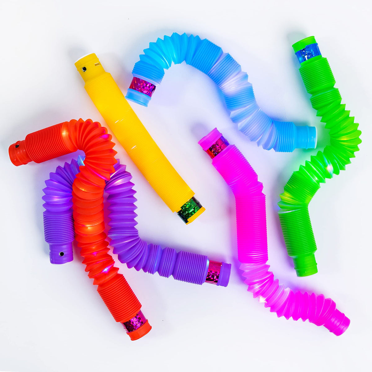 Kiddo Kastle Light-Up Pop Tubes – Expandable Sensory Fidget Toy for Kids