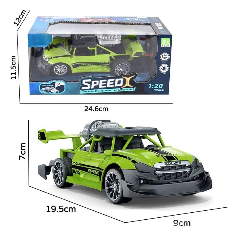 Kiddo Kastle Remote Control Spray Racing Stunt Car – 1:20 Scale Drift RC Car with Light & Smoke Spray Effect