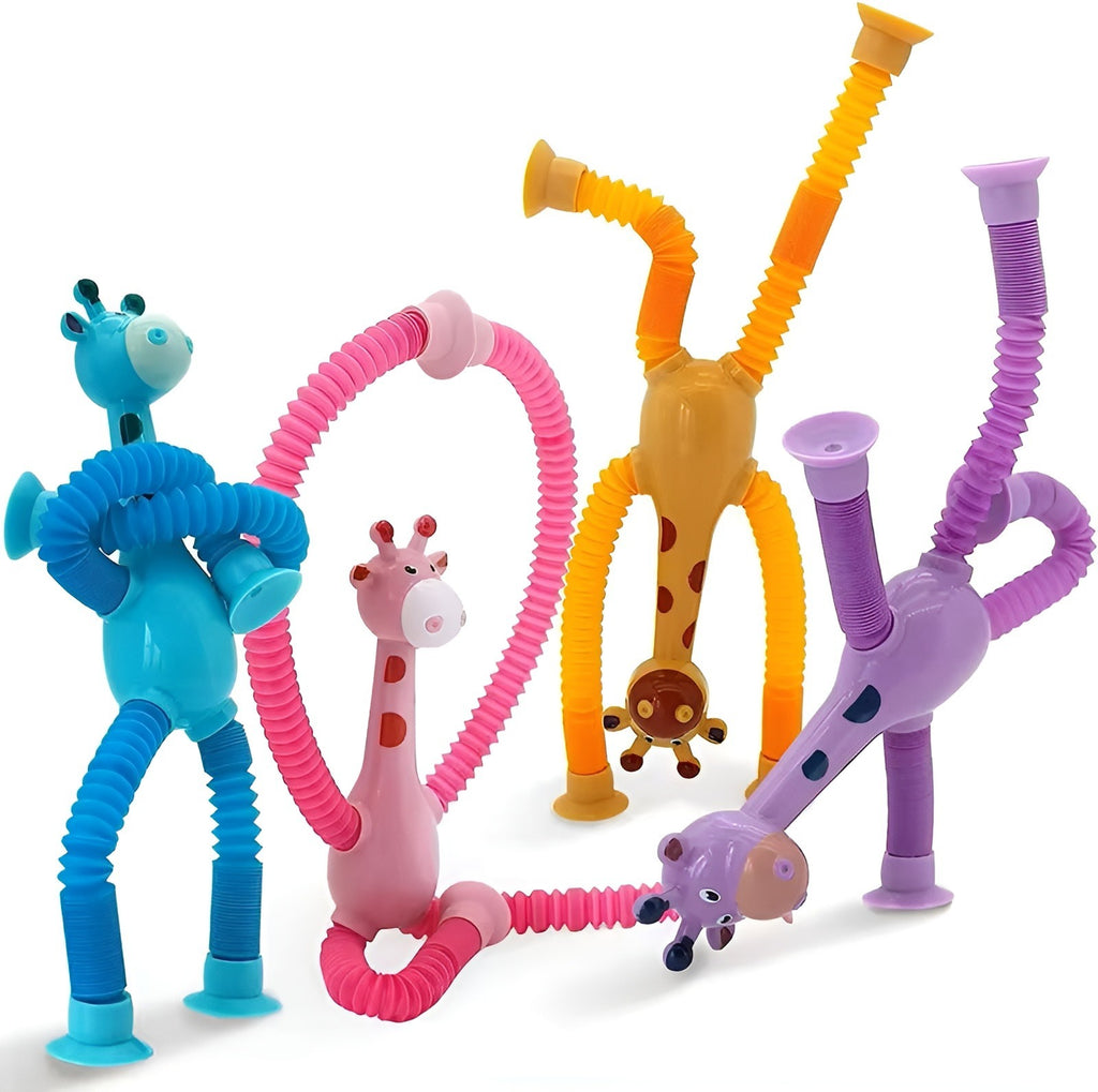 Kiddo Kastle Telescopic Stretchable Animal Pop Tube Toy – Flexible Pull & Bend Suction Sensory Toy for Kids