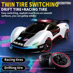 RGB RC drift racing car with colorful streaming light effects