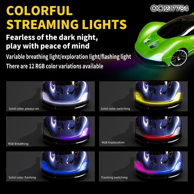 4WD RGB drift racing car set with remote control, replacement tires and accessories