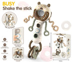 Busy Shake the Stick baby fidget toy with spinning donut head and movable parts
