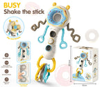 Busy Shake the Stick baby sensory toy with blue donut design and packaging
