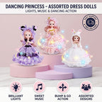Dancing Princess assorted dolls with colorful LED lights, music and bump-and-go action