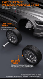 RC drift car interchangeable racing and drifting tires for different driving surfaces