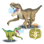 2.4GHz rechargeable RC walking dinosaur toy with remote control, light, sound and mist effect