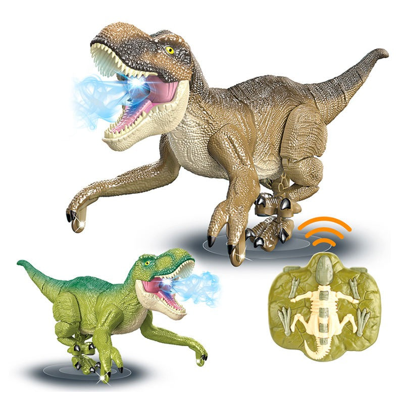 2.4GHz rechargeable RC walking dinosaur toy with remote control, light, sound and mist effect