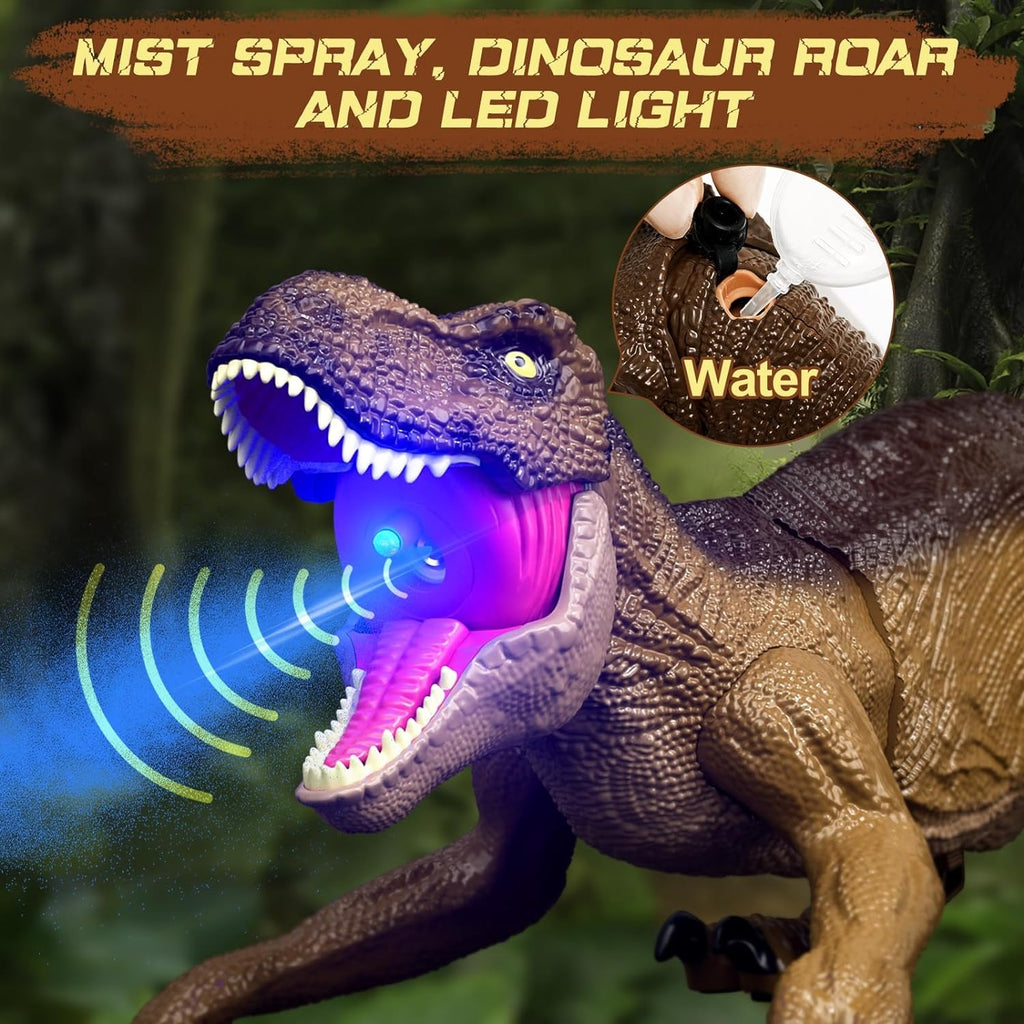 RC dinosaur mist spray, roar sound and LED light feature