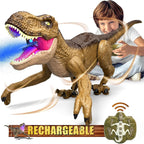 Rechargeable remote control dinosaur toy with light and mist effect